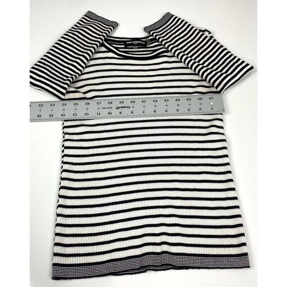 Karl Lagerfeld Striped Sweater Womens Size Medium Black White Casual - Picture 8 of 8
